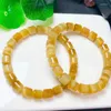 Bangle Natural Golden Tiger Eye Stone Bucket Bracelet Handmade Crystal Quartz Jewelry Stretch Children Birthday Gift 1pcs 8MM