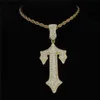 Hip Hop alliage pas cher glacé pavé diamant Trapstar jeu contrôleur pendentif collier pour hommes croix épée bijoux