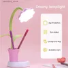 Lampy biurkowe USB Noboczne Lampa stołowa LAMPA 2 W 1 Słońce Flower Lampa biurka z piórem Dzieci Czytanie uczenia się oka ochrona nocna światło Q231104