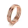 Vintage Three Rows Titanium roestvrijstalen ringband voor dames nieuwe mode rosé goud gepersonaliseerde vingerringen sieraden accessoires