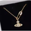 Desginer Viviene Westwoods Empress Dowager Western Necklace Memale Full Diamond Saturn Saturn Pin Paper Clip Sam