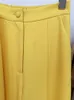 1029 XXL 2023 Estilo Milão Marca Outono Mesmo Estilo Conjuntos de Duas Peças Lapela Pescoço Amarelo Flora Imprimir Calças Compridas Império Manga Longa Roupas Femininas ouulaidi