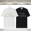 23ss Summer paris T-shirts pour hommes t-shirt de luxe lettre de flocage t-shirt t-shirt mode classique vert femmes manches courtes t-shirt en coton décontracté Casablanc