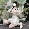 エスニック服2023中国の夏の改善Qipao Girl Slim Fashion Design不規則なAラインスカートシフォンCheongsamドレス