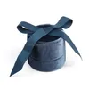 Cajas de joyería Veet Caja de joyería redonda Caja de anillo de boda con elegante cinta colgante collar pendientes soporte de almacenamiento embalaje contenedor Dhrco