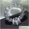 Bröllopsringar choucong unika vintage smycken 925 sterling sier stor rund klippt vit topas cz diamant promise kvinnor bröllop brud ring dhdjz