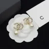 Marca de luxo brincos moda feminina charme pérola diamante 18k brincos ouro alta qualidade titânio aço designer brincos jóias