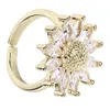 Cluster Rings Sunflower Ring Flower Open 18K Gold Plated Copper Stylish Exquisite Bling Jewelry