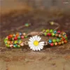 Charm Bracelets YueTong Classic Daisy Multi Colors Jasper Beads Macrame Bracelet Stack Wrap Women Friendship Jewelry Dropship