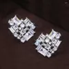 Stud Earrings Huitan Silver Color Heart For Women Brilliant Cubic Zirconia Bridal Wedding Engagement Trendy Jewelry Drop