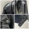 Women's Leather 2023 Genuine Sheepskin Jacket Fashion Crocodile Pattern Coat Lady Oversize Moto Biker Clothing S7547A