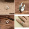 Anelli a fascia in argento sterling 925 con piuma di fidanzamento e coda anello per uomo donna moda gioielleria raffinata all'ingrosso anello di gioielli con consegna di goccia Dhxf1