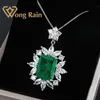 Wong Rain Vintage 100% 925 Sterling Silver stworzył moissanite szmaragdowy szlachetny ślub wiszący naszyjnik drobna biżuteria cała lj2265L