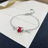 Diamond Bracelet Charm bracelet Fashion Jewelry Woman 18K Rise Gold Crystal Red Ceramics Silver Chain Luxury Bracelets mossanite Jewelrys Girl Ladies Gift women