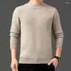 Men's Sweaters Men's 2023 Autumn And Winter Solid Knitted Shirt Half High Neck Micro Elastic Soft Skincare Sweater Casual Warm Fit