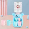 Kitchens Play Food Mini Children Dual Water Dispenser Toy with Cute Pink Blue Cold/Warm Water Juice Milk Drinking Fountain Simulation Kitchen ToysL231104