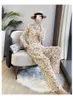 Women's Two Piece Pants SELLING Miyake Fold Fashion Word Long Sleeve Stand Collar T-shirts Wide-legged Print Two-piece Suit IN STOCK
