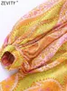Casual jurken ZEVITY dames vintage v nek cashew noten bloemenprint chiffon mini jurk vrouwelijke chique lange mouw twist hollow out Vestidos ds1845 l230403