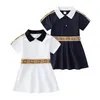 Yaz Yeni Leisure Sport College Style 1-6 Yıl Çocuk Bebek Yaka Pamuk Kısa Kol Elbise Çocuklar İçin Kız Bebek Elbise