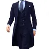 Men's Suits Blazers JELTOIN Latest Coat Pants Design Men Suit Long Smoking Jacket Slim Fit 3 Pieces Tuxedo Tailor Made Groom Prom Party Blazer 230404