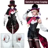 Cosplay genshin impacto lyney jogo cosplay anime tribunal de fontaine mágico uniforme peruca traje de halloween para mulher