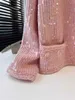 Chaquetas de mujer Diseñador de lujo C Cárdigan de punto con cuentas completas Arco de triunfo Industria pesada Lentejuelas Rosa Pequeño fragante Vellón Cuello redondo Abrigo corto 852L