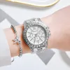 Wristwatches 2023 Women Fashion Alloy Wrist Watch Stainless Steel Quartz Watches Ladies Bracelet Suit Gifts Zegarek Damski Moun22