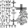 5 PC Temporära tatueringar Black Cross tillfälliga tatueringar för män vuxna realistiska vingar fjäder torn krona falsk tatuering klistermärke arm back tatoos vattentät z0403