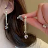 Dangle Earrings Pearl Zircon Long Tasselハート型クリスタルペンダントスタッド