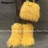 New Fashion Handbag Women 2023 Outdoor Faux Wool Luxury Fur Woman Furry Bag Girls' Fluffy Curly Boots Wallet Purse T231104