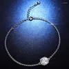 Charme pulseiras luxo feminino branco zircão pulseira cor prata longa para mulheres bonito quadrado cristal pedra corrente