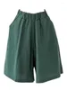 Women's Pants Summer Shorts For Women Cotton Linen Elastic Waist Knee-length Solid Color Wide Leg Short Loose