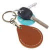 Chaves de chaves de couro vintage titular de cartão de acesso Keychain retangular redonda gota de água com comunidade cartas de proteção key fobkeyringKeyKey