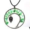 Pendentif Colliers Arbre de vie Hibou 7 Chakra Cristal Collier en pierre naturelle Pendentif Femmes Colliers Bijoux de mode Will et Drop Deliv Dhf1R