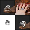 Band Rings 990 Real Sterling Sier Jewelry Men Women Ethnic Scrub Buddha Head Ring Christmas Gift Drop Delivery Jewelry Ring Dhfao