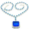 Catene 27x27mm Progettato Quadrato 43.1g Acquamarina Topazio Tormalina Tanzanite Peridot CZ Daily Wear Collana in argento 18.0-19.0 pollici