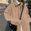 Męskie okopy płaszcze jesienne khakiblack moda swobodna koreańska koreańska luźna obfita kurtka wiatrówka s płaszcz M2XL 230404
