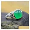 Bagues de bande 925 Sterling Sier pierre naturelle corindon rouge/vert émeraude anneaux couleur rubis pierre précieuse bague papillon pour femmes bijoux fins Dhqjy