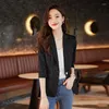 Damespakken groene blazer vrouwen 2023 zomer mode temperament high -end halve mouw casual formele slanke jas kantoor dames werkjas