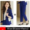 Frauen Zwei Stück Hosen 2023 Weibliche Elegante OL Grün Blau Anzug Blazer Und Hose Business Jacke Büro Dame 2 stück Set S-4XL