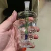 Hoog borosilicaat glazen pot mode middelgrote schedel ontwerp dubbele filter huishouden dagelijkse rookpijp rokende mouw kleur buis bong