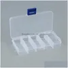 Scatole portaoggetti Contenitori 10 griglie Scatola portaoggetti per gioielli Custodia in plastica trasparente Porta organizer per perline Orecchini ad anello Drop Deliv Dhdwu