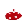 Roter Pilzhut für Kinder und Erwachsene, süße lustige Baskenmütze, Filzwollmütze, Vintage französischer Künstler, handgefertigter Hut, Cosplay Party