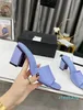 Classic ladies designer high heel slippers women summer solid color sandals leather sexy thick heels 8.5 cm half slides large size 35-42