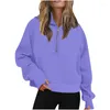 Kvinnors hoodies omsj macaron color lös pullover trend casual gata slitage harajuku solid hylsa zip upp fickor tröjor