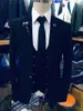 Męskie garnitury projekt moda czarne szczupły dopasowanie ślub groom dla mężczyzn formalny impreza PROM MĘŻCZYZNA BLAZER SUT TERNO 3 sztuki