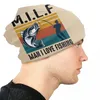 Berets Milf Homem Eu Adoro Pesca Beanie Cap Unisex Inverno Quente Bonnet Femme Tricô Chapéu Ao Ar Livre Skullies Beanies Chapéus Para Homens Mulheres