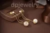 Pendientes de lujo diseñador para mujer Luxury Gold Stud Heart Pearl Crystal Gold Double V letra 925s Joyería de plata clásico oro de 18 quilates-011