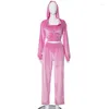 Pantalon de deux pièces pour femmes Fantoye Automne Sweat à capuche Zipper Femmes Trois ensembles Rose T-shirt à manches longues Pantalon Femme Casual Costume élégant 2023