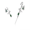 Boucles d'oreilles à dos Punk Cool, Clip d'oreille, strass vert, cristal serpent, tendance unisexe pour femmes et hommes, bijoux de fête pour Couple, 2023